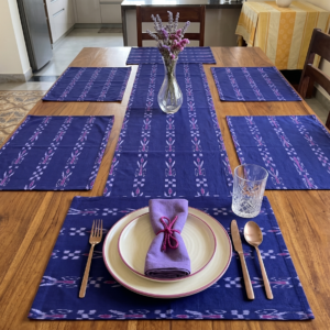 Blue Pattachitra painted table covers & Runner