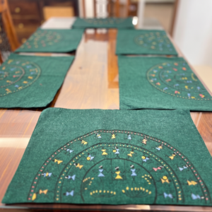 Green Pattachitra painted table covers