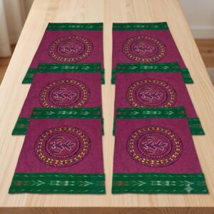 Handcrafted Tribal Art Dining Mat (Maroon & Green)