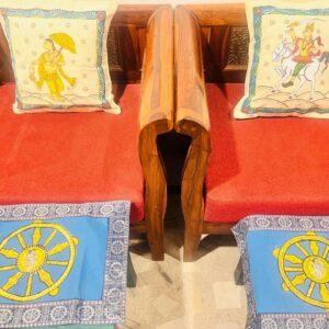 Pattachitra Painted Sambalpuri Bordered Side Table Cover (Set of 4)