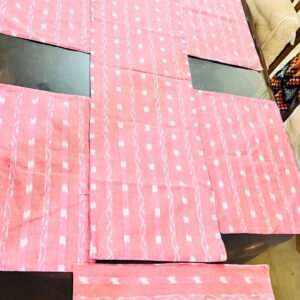 Pink and White Lines Dining Table runner with 6 mats in Maniabandha fabric