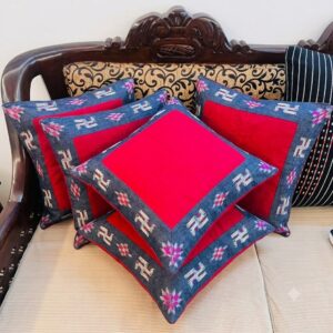 Cushion Covers With Hand Embroidered Sambalpuri Fabric - Set of 5